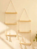 Ljojo™ 3-Tier Macrame Floating Shelves with Beads, Boho Home Decor Storage Rack
