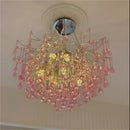 LED Pink Crystal Chandelier Water Drop Ceiling Lamp - Nordic Hot Sales - Ljojo