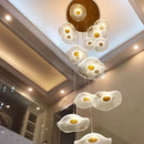 Ljojo Luxury Gold LED Lotus Chandelier for Dining Room Staircase Nordic Creative Lighting