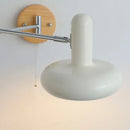 Ljojo LED Wall Sconce Light Rotate Pull Chain Switch Wood Base Bedside Lamp