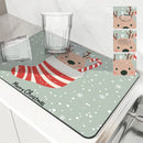 Christmas Deer Socks Berries Non-Slip Drying Mat by Ljojo Kitchen Counter Placemat