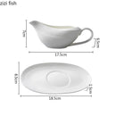 Ljojo 160ml Ceramic Gravy Boat Set in Pure White for Steak Sauce and Specialty Dishes