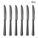 Ljojo 24-piece Stainless Steel Black Tableware Set - Knife, Fork, Spoon
