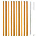 Ljojo 12Pcs Glass Straw Set: Reusable Straws 8'' Long with Cleaning Brush
