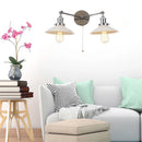 Ljojo 2-Light LED Wall Sconce with Pull Chain Switch for Coffee Bar, Bedroom, Bathroom