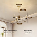 American Retro Candle Chandelier Living Room Solid Wood Iorn Pendant Light by Ljojo