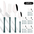 Ljojo 24Pcs Pink Gold Stainless Steel Cutlery Set - Western Flatware Tableware