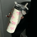 Ljojo 30oz Bow Thermos Tumbler Stainless Steel Insulated Hot Coffee Cup