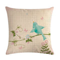 Blue Flower Bird Branch Pattern Cushion Set by Ljojo - Square Pillowcase Home Decoration