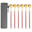 Ljojo Matte Stainless Steel Long Handled Stir Spoon Set