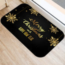 Ljojo Merry & Happy Year Door Mat: Golden Black Letter Print, Non-Slip Floor