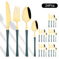 Ljojo 24Pcs Pink Gold Stainless Steel Cutlery Set - Western Flatware Tableware