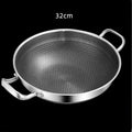 Ljojo 32cm Stainless Steel Non Stick Wok Pan Durable Induction Gas Stove Pot