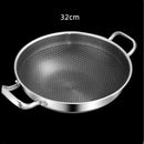 Ljojo 32cm Stainless Steel Non Stick Wok Pan Durable Induction Gas Stove Pot