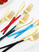Ljojo 4-Piece Black Gold Stainless Steel Cutlery Set