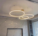 LED Black Gold Chandelier Circle Hanging Pendant Lamp for Living Dining Ceiling by Ljojo