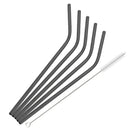 Ljojo Metal Drinking Straws Set - Eco-friendly Stainless Steel, 6pcs Bent Reusable Straw Kit