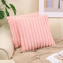 Ljojo Luxe Faux Fur Striped Throw Pillow Cover for Home Decor