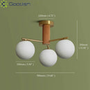 Ljojo Medieval Walnut Wood Glass Ball LED Pendant Lights Chandelier for Home Decoration