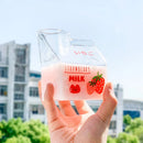 Ljojo 380ml Kawaii Milk Carton Glass Cup Strawberry Peach Theme