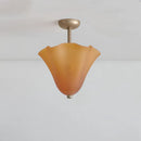 French Glass Hanging Lamp with Polka Dot Lampshade | Retro Ceiling Pendant Light by Ljojo