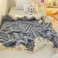 Ljojo Milk Fleece Fringed Blanket Large Lamb Fleece Craft Blanket Cover