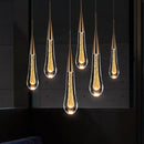 Ljojo Staircase Crystal Chandelier Water Drop Hanging Light Ceiling Suspension Pendant Lamp