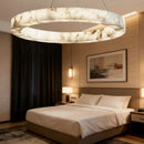 Faux Marble Round Pendant Light Modern Resin Hanging Lamp for Living Dining Study Room