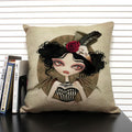 Ljojo Mermaid Linen Cushion Cover for Living Room Sofa Decoration