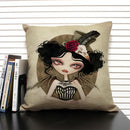 Ljojo Mermaid Linen Cushion Cover for Living Room Sofa Decoration