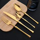 Ljojo 16-Piece Gold Stainless Steel Cutlery Dinnerware Set - Western Tableware Knife Fork Spoon