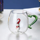 Ljojo 3D Christmas Glass Mug Cup with Heart Handle, 10oz, Water Coffee, Creative Gift