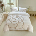 Ljojo 3D Flower Embroidery Bedding Set with Duvet Cover & Pillowcase