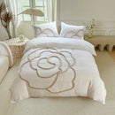 Ljojo 3D Flower Embroidery Bedding Set with Duvet Cover & Pillowcase