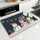 Christmas Snowmen Snowflakes Drying Mat for Kitchen Table Decoration - Ljojo
