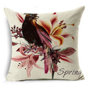 Ljojo Linen Cushion Cover 45x45cm, Flower & Animal Design for Sofa & Bed