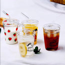 Ljojo 350ml Ins Style Transparent Glass Mugs with Straws - Set of Cute Clear Cups