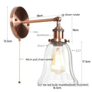 Ljojo Loft Rustic Clear Glass LED Wall Light - Industrial Style Iron Wall Lamp
