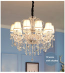 Ljojo Luxury Crystal Chandelier LED Pendant Lamp Elegant European Hanging Light