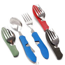 Ljojo 4-in-1 Foldable Stainless Steel Cutlery Set for Outdoor Camping & Picnic