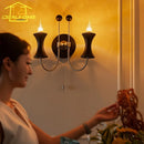 French Medieval Double Head Bedroom Candle Wall Lamp LED E14 for Living Room by Ljojo