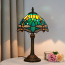 French Table Lamp Stained Glass Red Rose 8 Inches Bedside Reading Light Ljojo