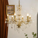 French Crystal Pearl Chandelier Luxurious Brass Pendant Light by Ljojo