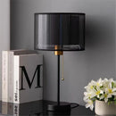 American Fabric Table Lamp Luxury Gold Black Decor for Living Room by Ljojo