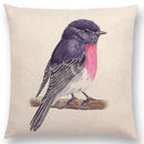 Birds Painting Cushion Cover - Ljojo Collection: Robin, Titmouse, Toucan, Sparrow, Firecrest, Cardinal, Bullfinch