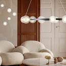 Nordic Designer White Glass Chandelier for Living Room, Dimmable Ceiling Fixture by Ljojo