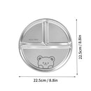 Ljojo 304 Stainless Steel Round Dinner Plate 3 Compartments Stackable Fruit Salad Plates