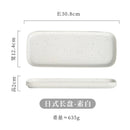 Ljojo 12" Ceramic Sushi BBQ Plate - Rectangular Tray for Desserts, Noodles.