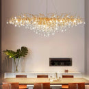 Ljojo Luxury Crystal Chandelier with Golden Base & Water Drop Decorations