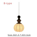 Ljojo Wabi-Sabi Retro Silk Pendant Lamp Wood Chandelier Home Decor Lighting